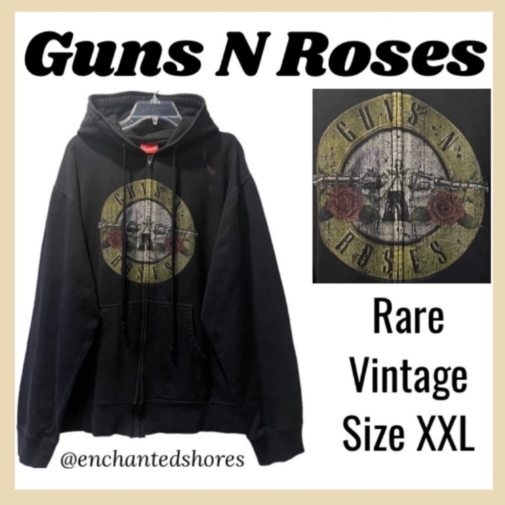 Vintage Guns N Roses Full Zip Up Hoodie Sweatshirt Bravado Size XXL
